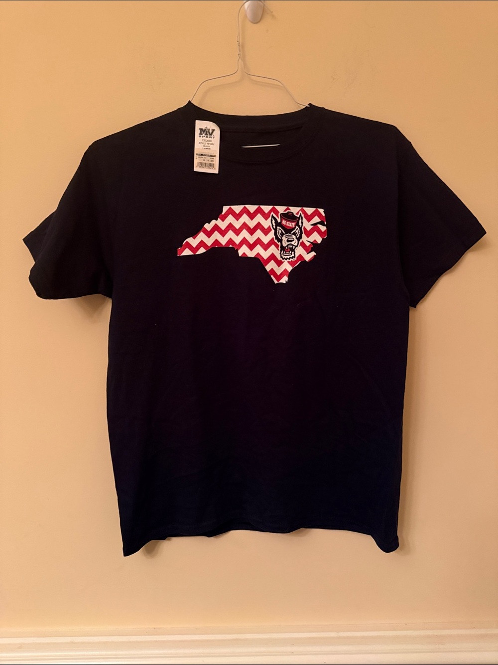 NWT MV Sport Black Tee with Red Chevron NC State Graphic